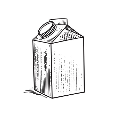 Drink box package black sketch art engraving style vector illustration.のイラスト素材