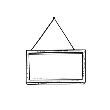 Wooden signboard or picture frame outline sketch style.のイラスト素材