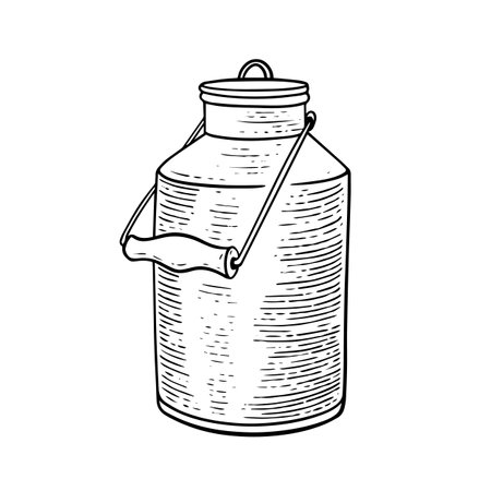 Milk can hand drawn black color sketchのイラスト素材