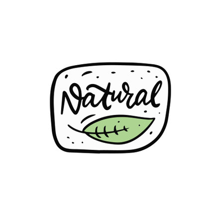 Hand drawn Natural brush lettering sign.のイラスト素材