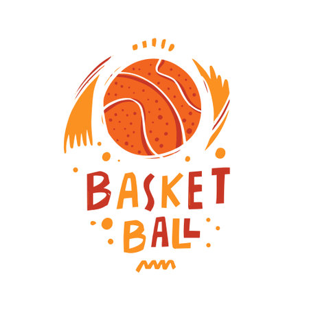 Basketball ball. Hand drawn colorful cartoon styleのイラスト素材