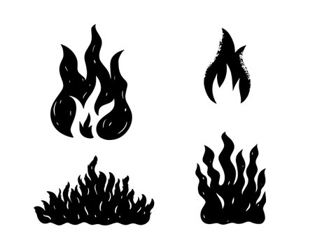 Hand drawn black bonfire sign set vectorのイラスト素材