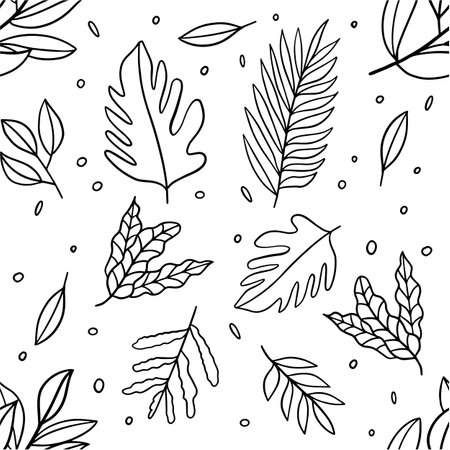 Floral leaf and branch seamless pattern.のイラスト素材