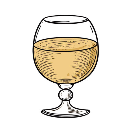 Hand drawn line art sketch art with cocktail in glass.のイラスト素材