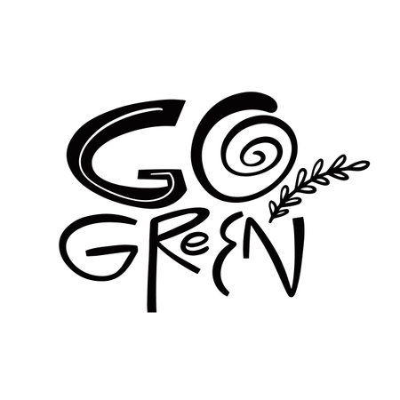Hand drawn black color go green lettering text.のイラスト素材