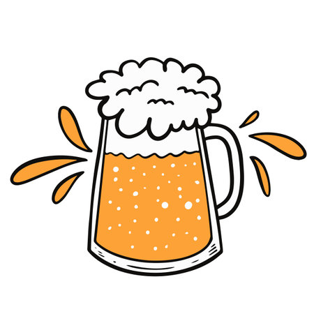 Beer mug hand drawn colorful sign vector artのイラスト素材