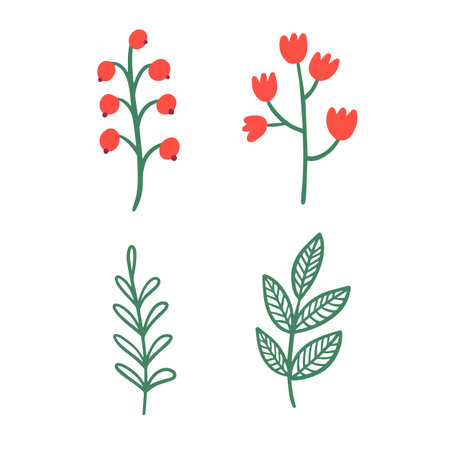 Flower line art set flat design vector illustration.のイラスト素材