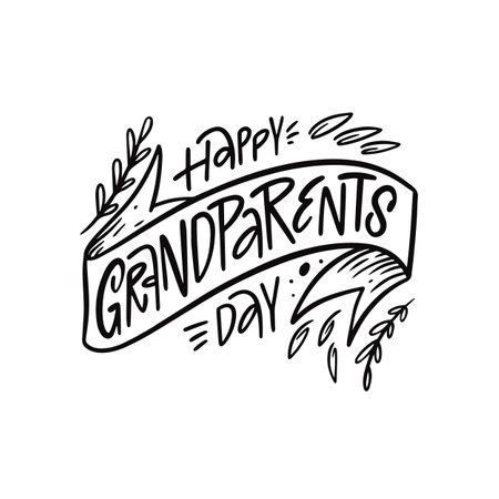 Happy Grandparents day black color lettering phraseのイラスト素材