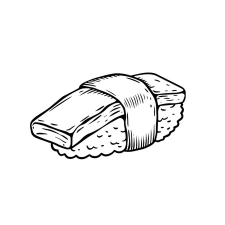Japan sushi food. Black color line art style vector illustrationのイラスト素材