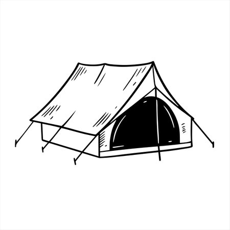 Adventure camp tent sketch art vector illustration.のイラスト素材