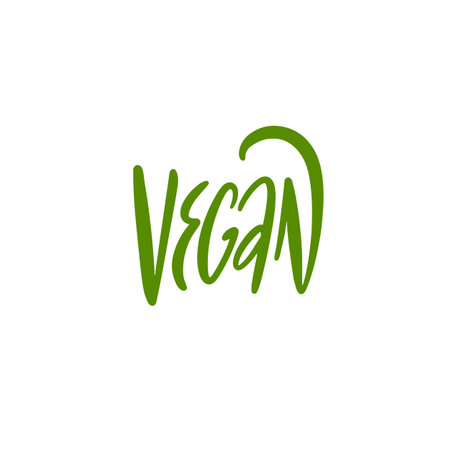 Vegan word lettering text. Green color vector.のイラスト素材