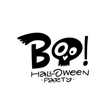 Halloween word Boo sign. Hand drawn black color vector art.のイラスト素材