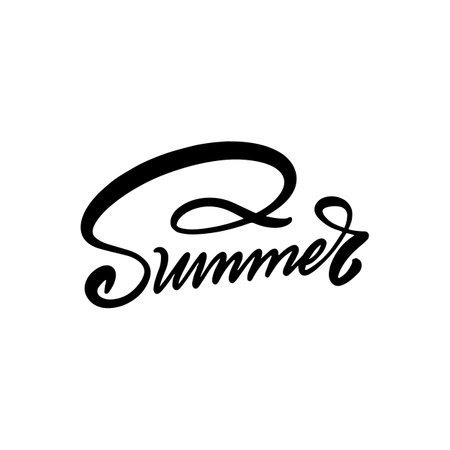 Summer word black color calligraphy text. Vector art clipart.のイラスト素材