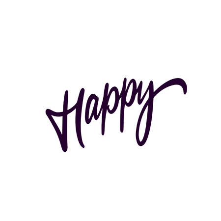 Happy letter sign. Black color hand drawn vector sign.のイラスト素材