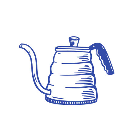 A beautifully illustrated kettle in elegant blue intended for the art of brewing beveragesのイラスト素材
