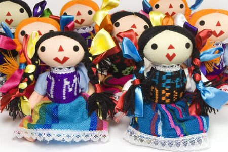 colorful group of otomi doll from queretaro mexicoの写真素材