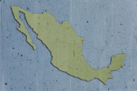 map of mexico in vintage stone texture, blue and greenの写真素材