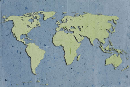 vintage stone texture with world shape and shadows の写真素材