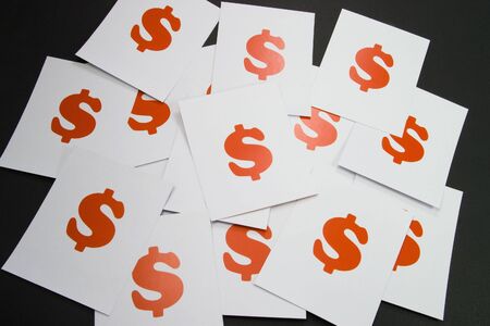 dollar money sign in red paperの写真素材