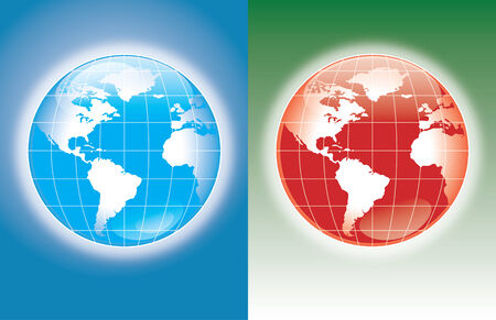 set of two world  blue and redのイラスト素材