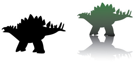set of  stegosaurus in black and green colorsのイラスト素材
