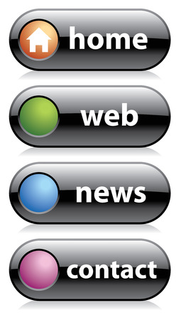 black web buttons, home, web, news, contactのイラスト素材
