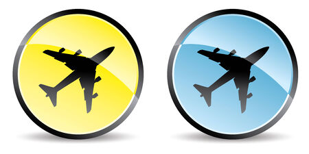 set of two airplane icon in colorsのイラスト素材