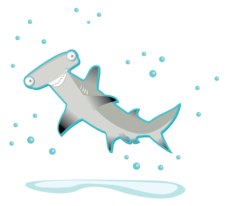 shark hammer cartoon in vectorのイラスト素材