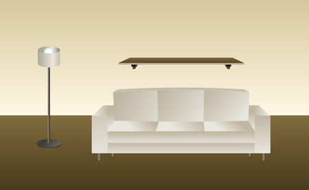 room in  mode with sofa lamp and shelfのイラスト素材