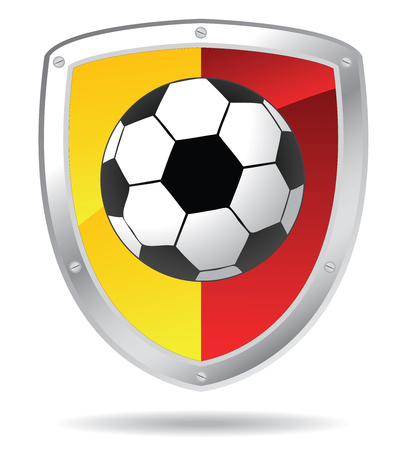 soccer shield in red and yellow colorsのイラスト素材
