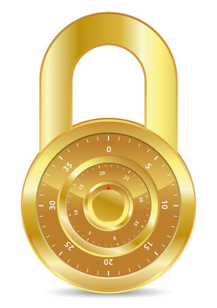 gold combination padlock for safety zoneのイラスト素材