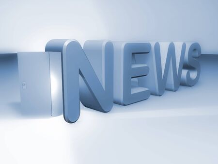 blue news text with open door for information societyの写真素材