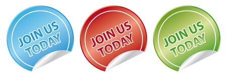 three color join us today ribbon for web pagesのイラスト素材