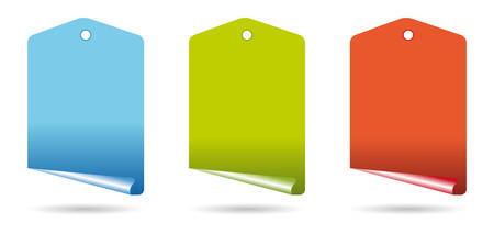 set of three curl tags in colorsのイラスト素材