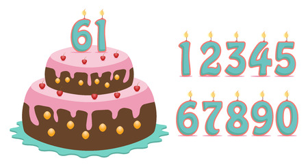 cake with set of number to made all yearsのイラスト素材