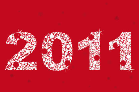 new year 2011 in red with brights