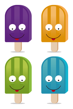 set of four popsicles in vector modeのイラスト素材