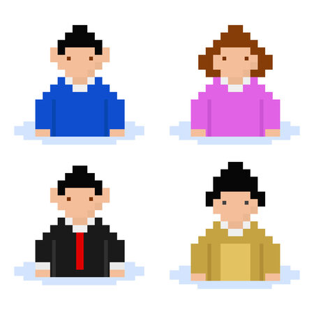 men and women pixel buddiesのイラスト素材
