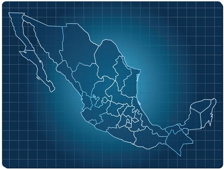 blue dark map of mexicoのイラスト素材