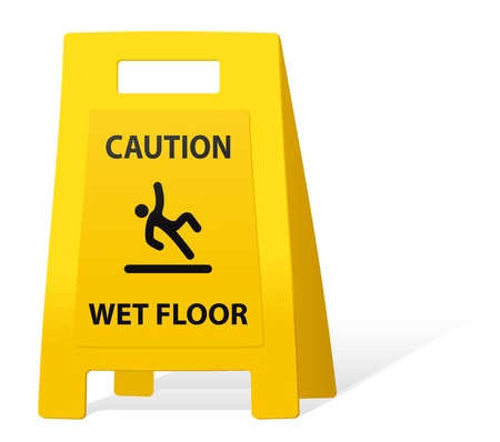 yellow caution sign wet floorのイラスト素材