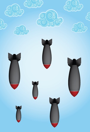 falling bombs with blue skyのイラスト素材