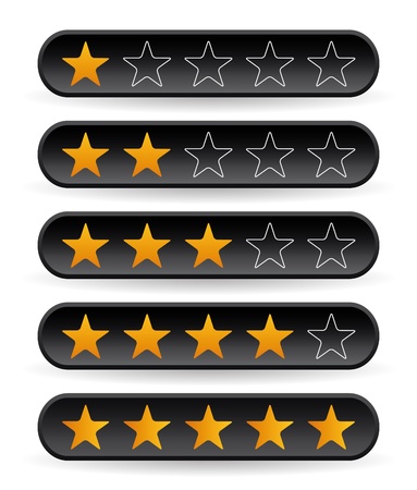 set of black rating starsのイラスト素材