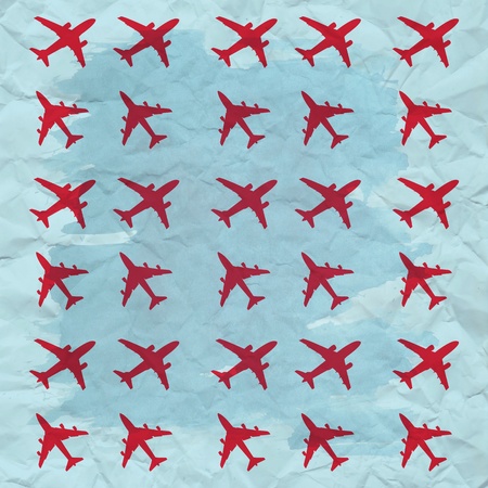 vintage airplane texture in red and blue colorsの写真素材