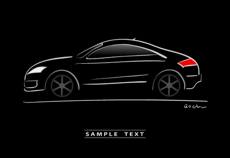 silhouette of black sport car sketchのイラスト素材