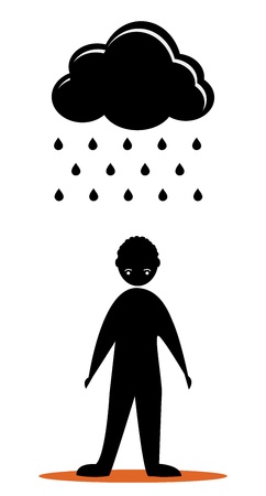 sad men with black cloud のイラスト素材