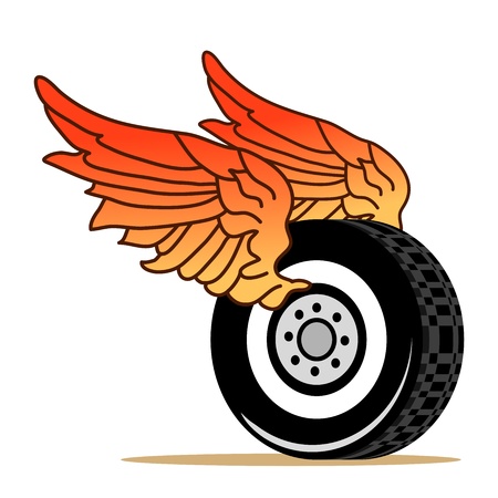 car tire with red wingsのイラスト素材