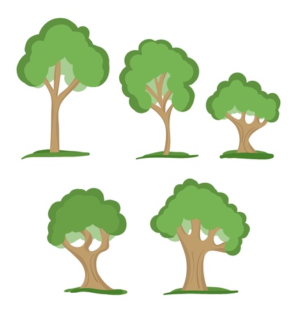 set of five green treesのイラスト素材