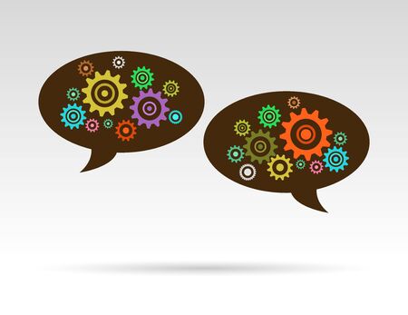 speech bubbles ideas with color gearsのイラスト素材