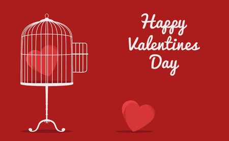 fun valentines card with cageのイラスト素材