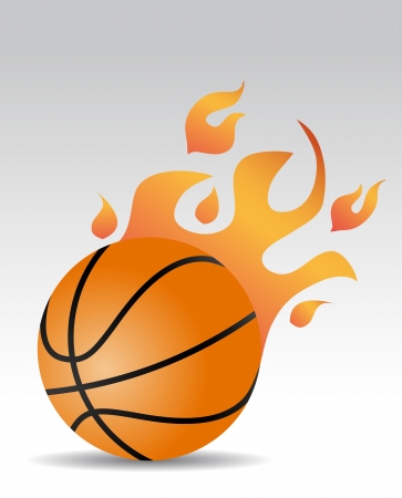 basketball ball with fire flamesのイラスト素材